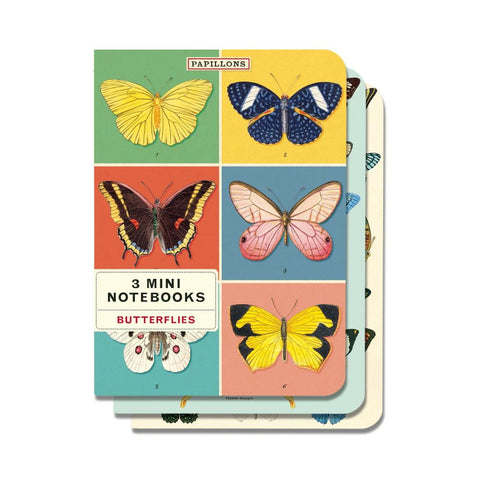 Cavallini Mini Notebook Set 3pk - Butterflies, Mixed Paper