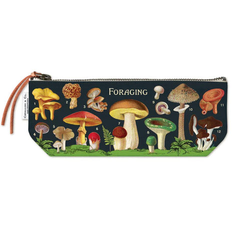 Cavallini Canvas Zipper Pouch, Mini - Foraging (Mushrooms)