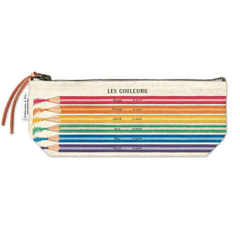 Cavallini Canvas Zipper Pouch, Mini - Coloured Pencils