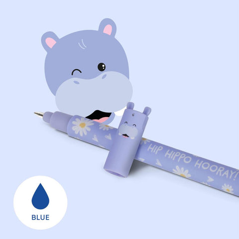 Legami Erasable Gel Pen - Hippo, Blue Ink