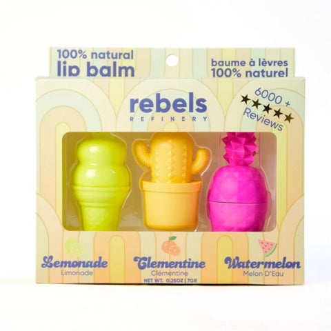 Rebels Refinery Lip Balm 3pk - Lemonade, Clementine & Watermelon