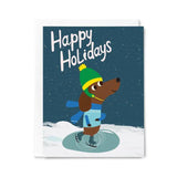 Happy Just Happy Holidays Greeting Card, Dog Skating