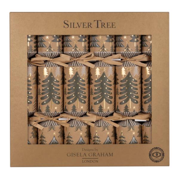 Silver Tree Holiday Crackers 6pk ECO Forest Evergreen