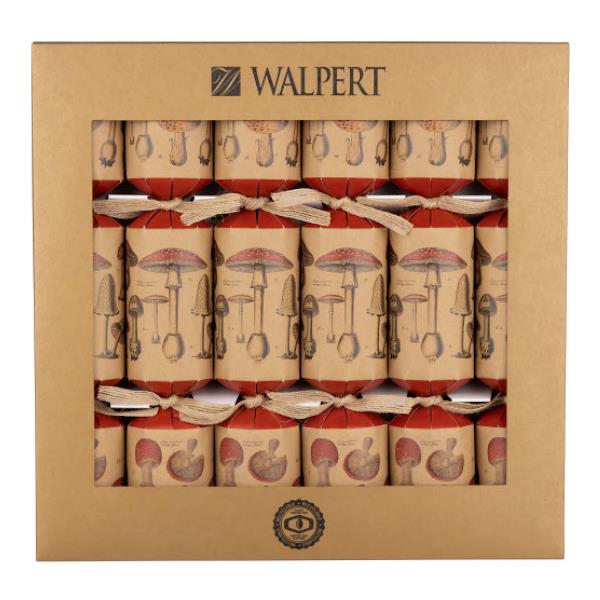 Walpert Holiday Crackers 6pk ECO Vintage Mushrooms