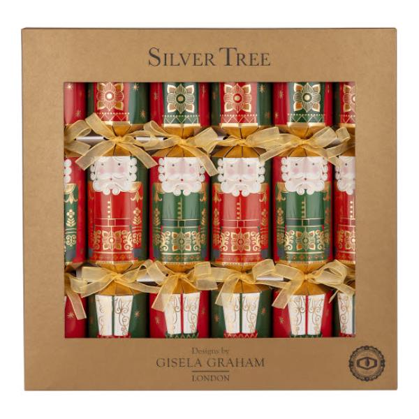 Silver Tree Holiday Crackers 6pk ECO Nutcrackers