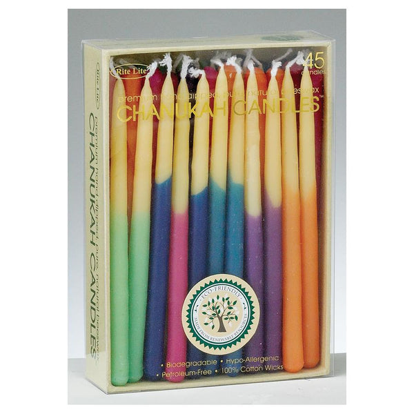 Rite Lite Hanukkah Candles 45pk - Hand-Dipped Colours