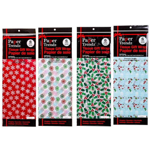 Paper Trendz Holiday Gift Tissue 6pk Assorted