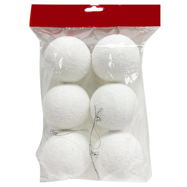 Deco Noel Foam Snowballs Hanging Ornaments 6pk
