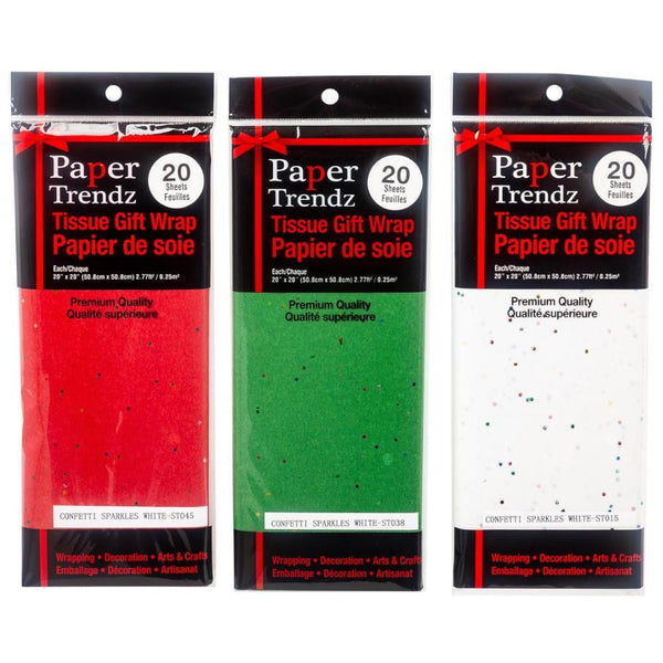 Paper Trendz Tissue Paper 20pk Glitter Confetti, Assorted