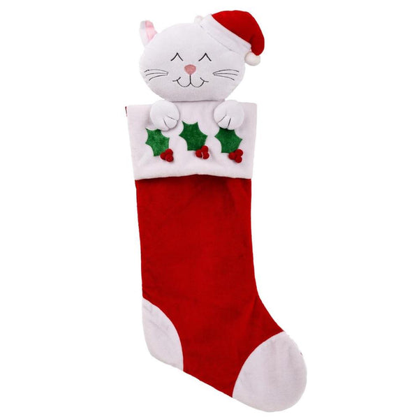 Santa's Secrets Christmas Stocking 20" - Plush Cat