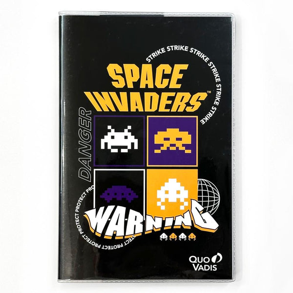 Quo Vadis Lined Notebook - Space Invaders, Black
