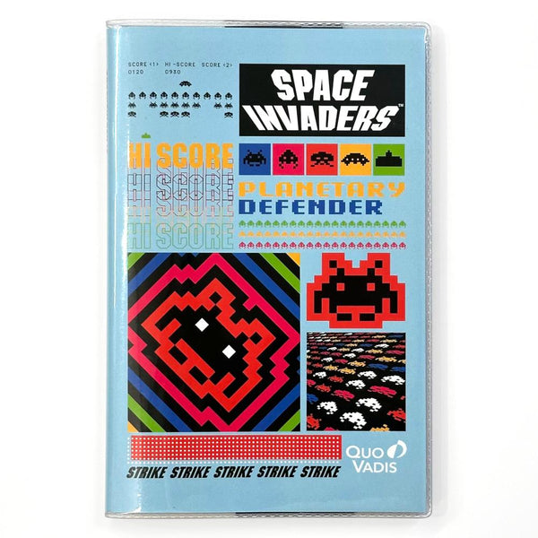 Quo Vadis Lined Notebook - Space Invaders, Blue