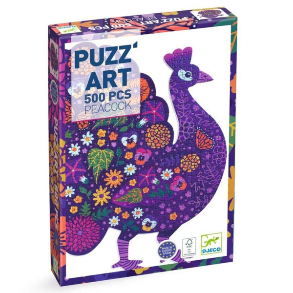 Djeco 500pc Shaped Art Puzzle - Peacock