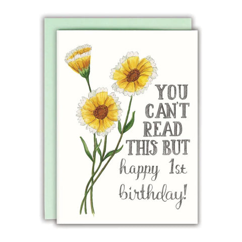 Naughty Florals Birthday Card - Happy 1st Birthday
