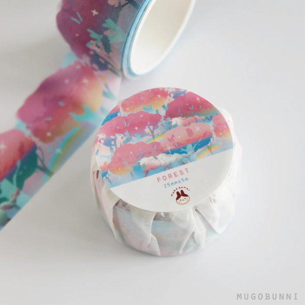 Mugobunni Washi Tape, Die Cut - Pastel Rainbow Unicorn