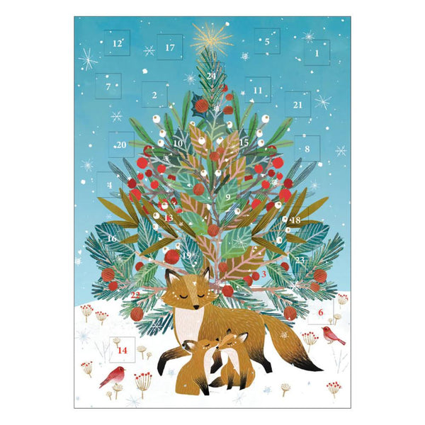 Roger la Borde Advent Calendar Card - Foxes Beneath the Tree