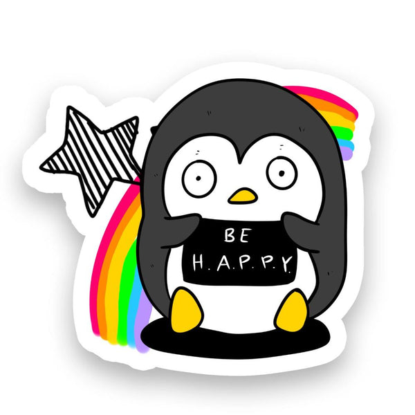 Rebel & Siren Vinyl Sticker - Be Happy Penguin