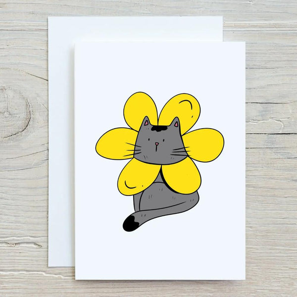 Rebel & Siren Greeting Card - Sunflower Cat