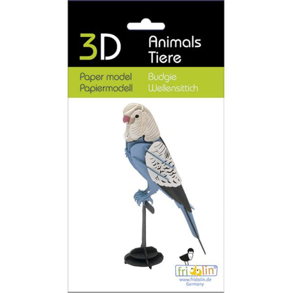 Fridolin 3D Animals Paper Model - Budgie