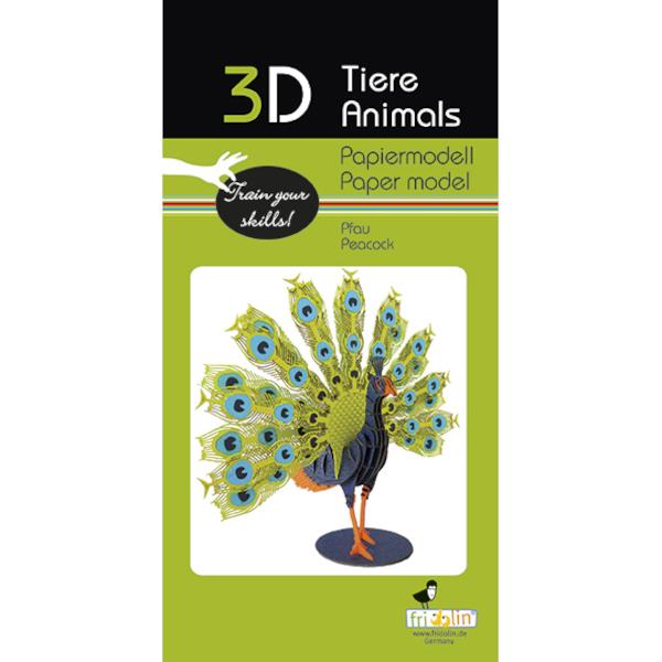 Fridolin 3D Animals Paper Model - Peacock #1