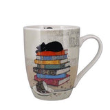 Kiub Porcelain Mug - Cat & Books