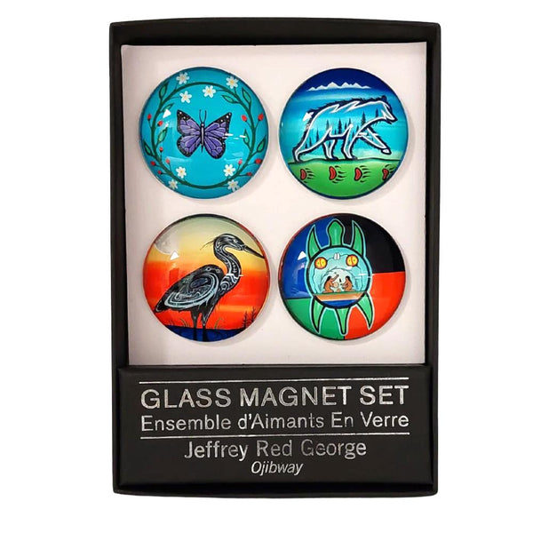 Indigenous Collection Glass Magnet Set of 4 - Jeffrey Red George