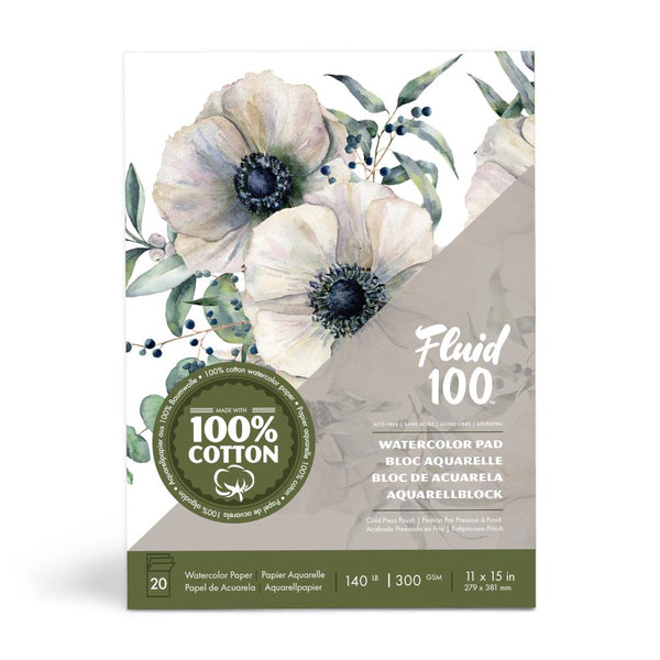 Fluid100 Cold Pressed Watercolour Pad 11"x15" 140lb