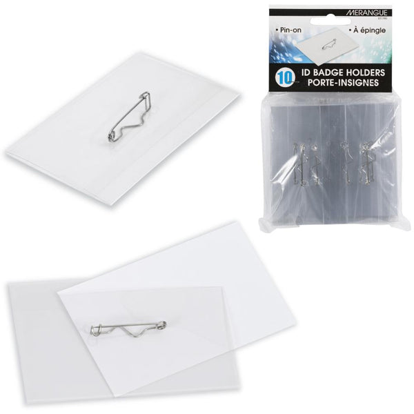 Merangue ID Badge Holders with Pins 10pk