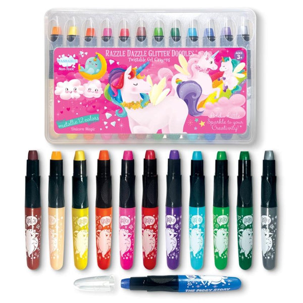 The Piggy Story Magic Glitter Doodle Gel Crayons - Unicorn
