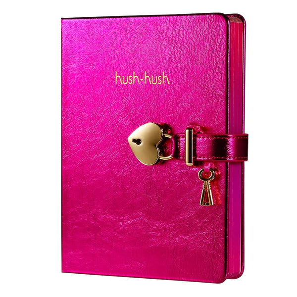 Victoria's Journals Heart Lock Diary - Hush Hush Metallic Magenta