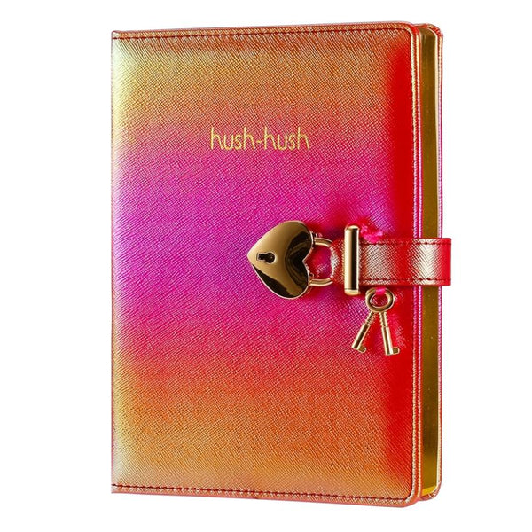 Victoria's Journals Heart Lock Diary - Hush Hush Iridescent Red