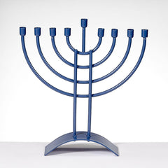 Rite Lite Traditional Steel Menorah, Slate Blue – Midoco Art