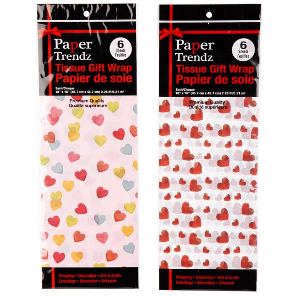 Paper Trendz Gift Tissue Paper 6pk - Hearts, Assorted