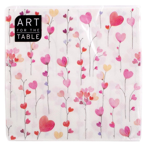 Art for the Table Lunch Napkins 20pk Heart Flowers