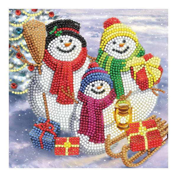 Craft Buddy DIY Crystal Art Card Kit - Snowman Family