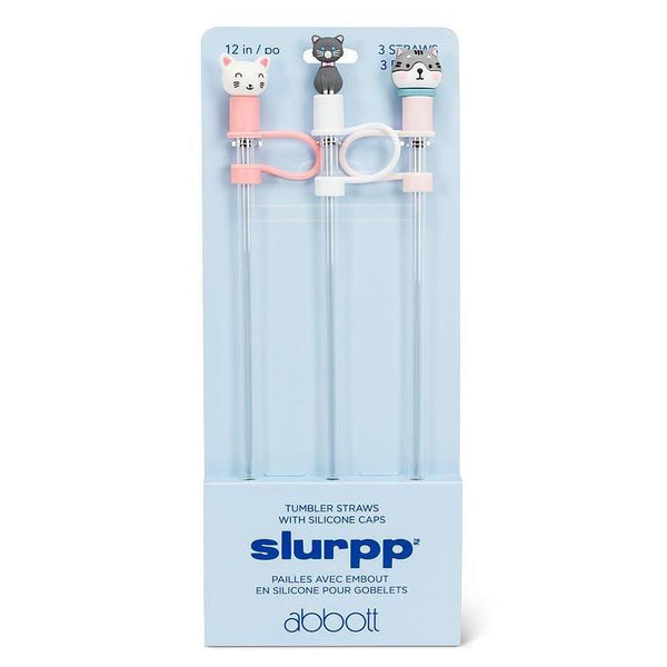 Abbott Slurpp Jumbo Tumbler Straws with Silicone Caps 3pk Cats