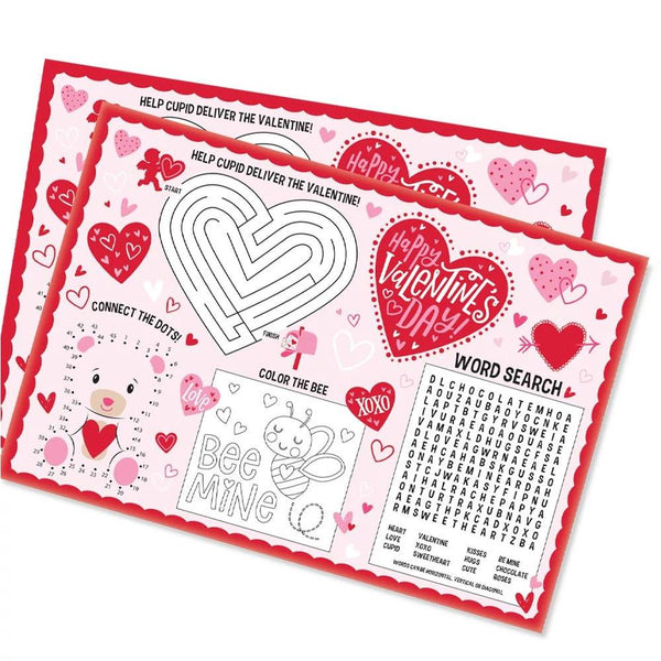 Amscan Kids Valentines Day Activity Placemats 24pk