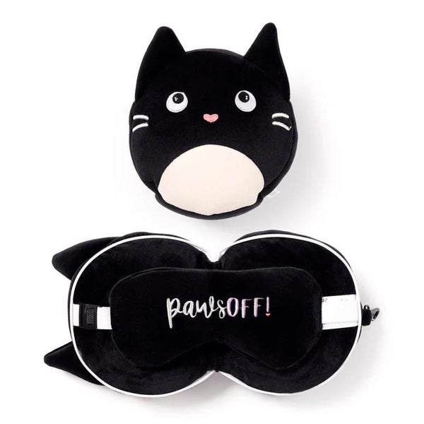 Relaxeazzz Adoramals Travel Pillow & Eye Mask Set - Feline Fine