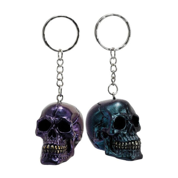 Puckator Skulls & Roses Metallic Skull Keyring, Assorted