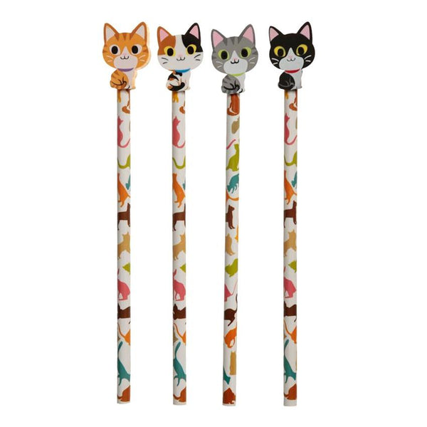 Puckator Cat Pencil & Eraser Topper, Assorted