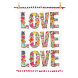 Abbott Cotton Tea Towel - Floral Love with Pompom Trim