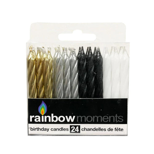 Rainbow Moments Paraffin Spiral Candles 24pk
