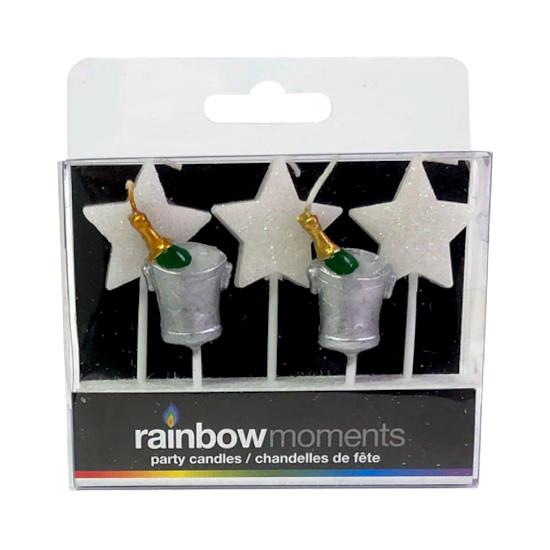 Rainbow Moments Paraffin Candles 5pk - Champagne and Stars