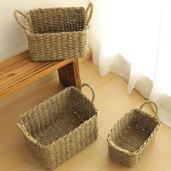 Truu Design Natural Grass Storage Baskets 3pc Set