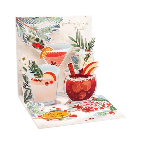 Up With Paper Pop-up Christmas Card - Cocktails
