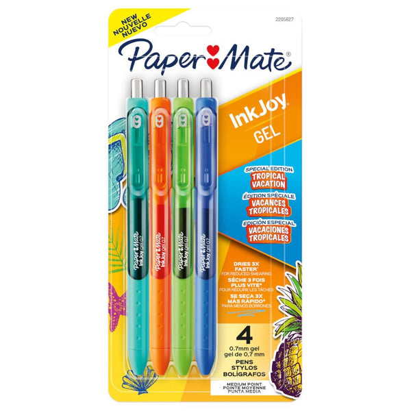 Paper Mate InkJoy Retractable Gel Pens 0.7mm "Tropical Vacation" 4pk