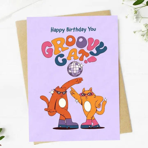 Big Moods Birthday Greeting Card - Groovy Dancing Cats