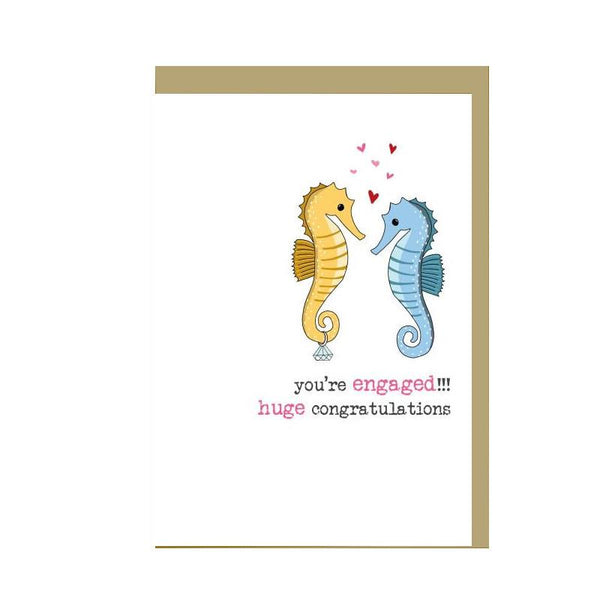 Dandelion Stationery Engagement Greeting Card, Seahorses
