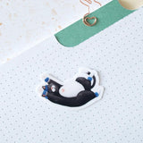 Hop & Flop Vinyl Sticker - Exercising Tuxedo Cat