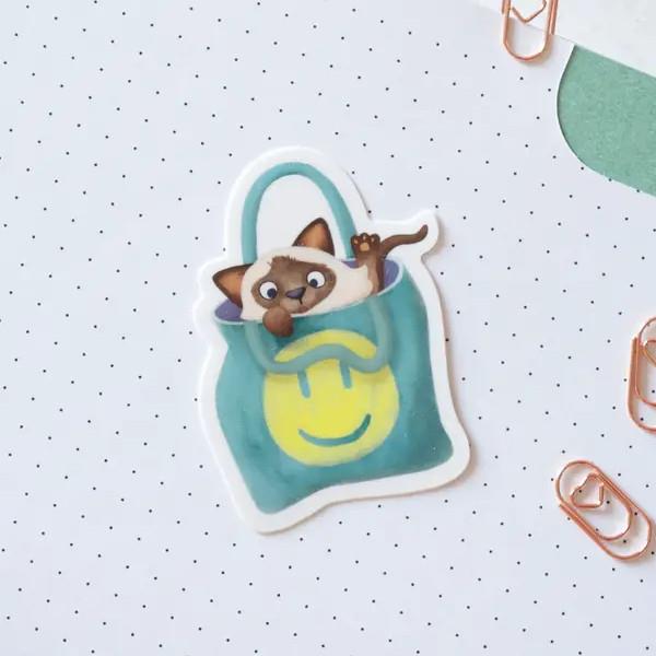 Hop & Flop Vinyl Sticker - Tote Bag Kitty